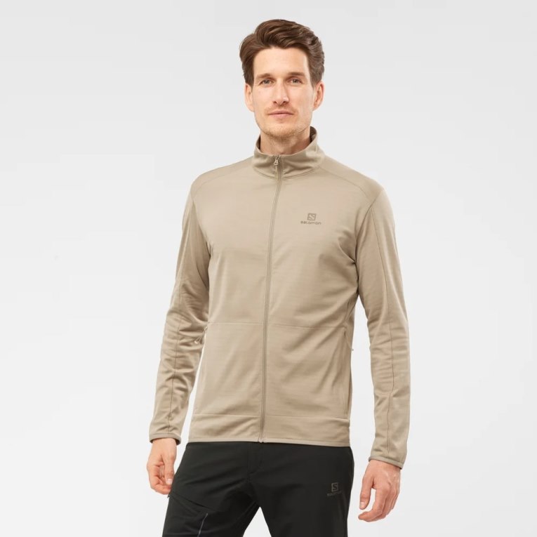 Pánské Bundy Salomon Essential Lightwarm Full Zip Béžový | CZ 61FAYPW